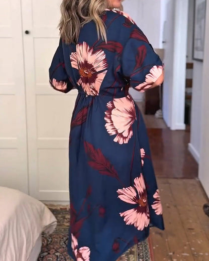 Kleid Blumendruck Hemd