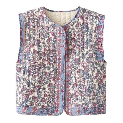 Floral Print Quilted Vest for Women - Gemma