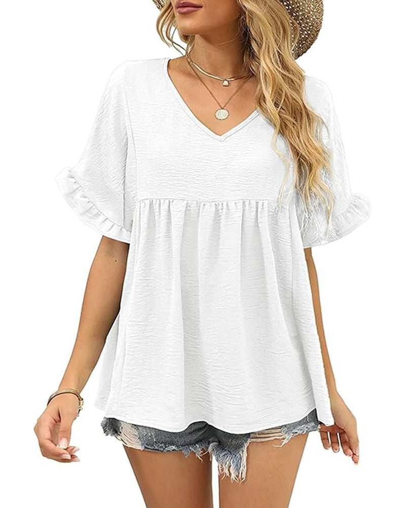 Bluse Lässig Rüsche Loose Fit