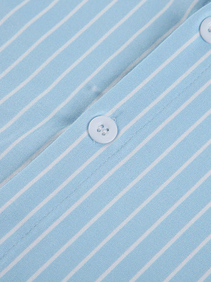 Gestreiftes Vintage Hemd mit Slim Fit Kurzen Ärmeln