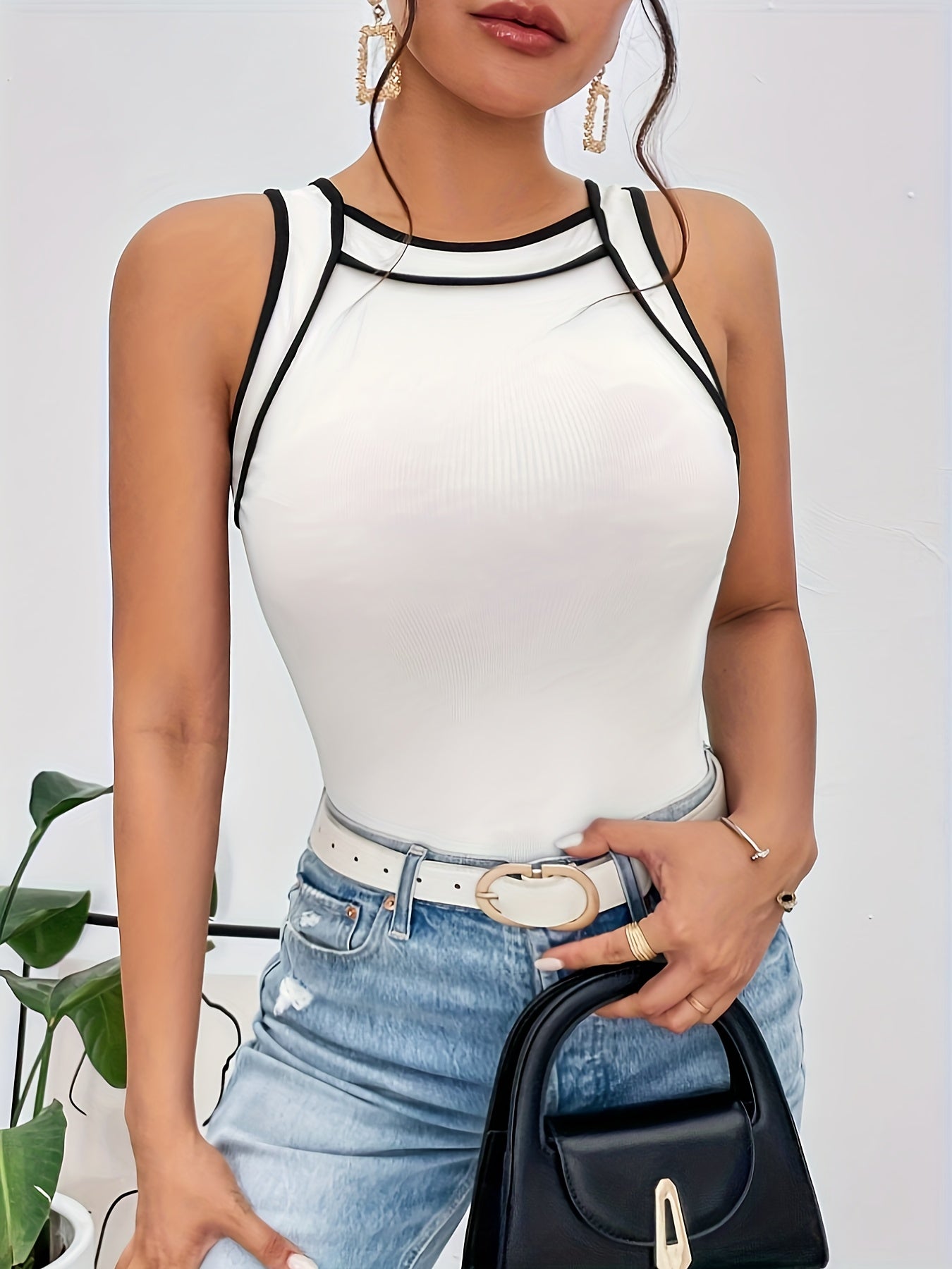 White tank top with contrast details - Naomi