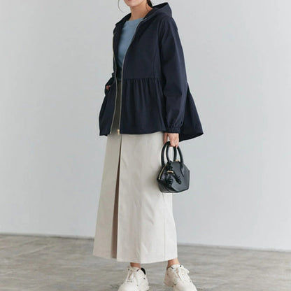 Hooded Long Sleeve Jacket with Pockets for Women - Fernanda