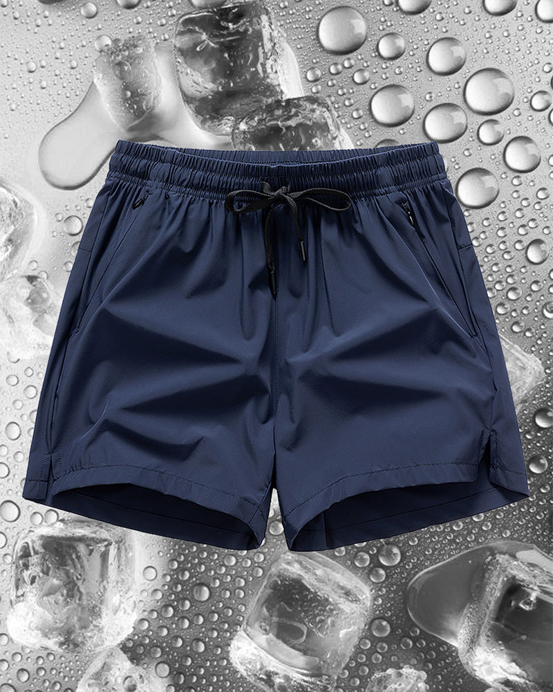Shorts Männer Elastischer Bund Tasche Schnelltrocknend Eis-Seide Sport