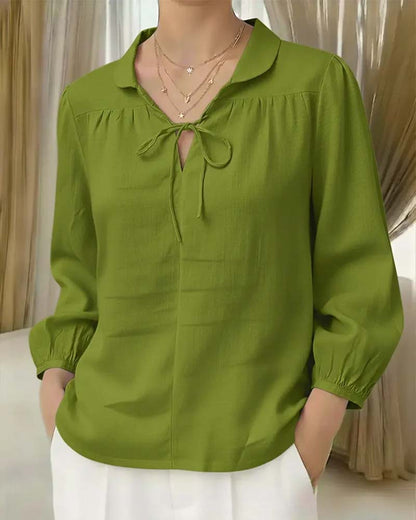 Bluse Peter-Pan-Kragen Bindung einfarbig