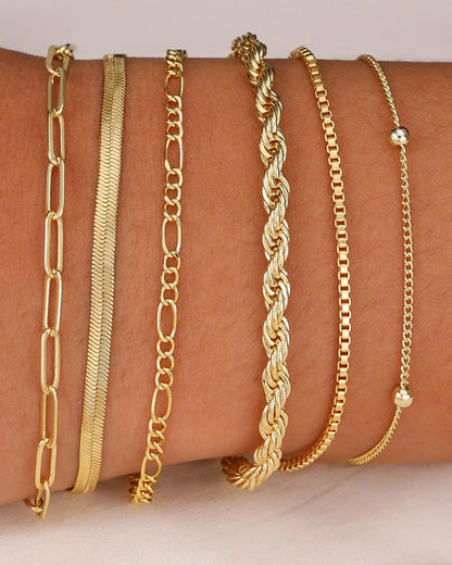 Modisches Schlankes Stapelbares Cuban‑Link‑Armband‑Set