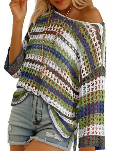 Top Colorblock gestreift Cutout