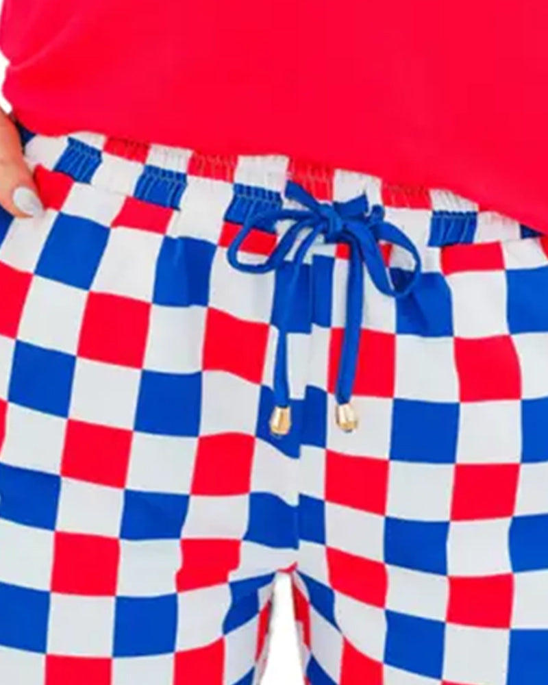Shorts Schachbrett Kordel Freizeit
