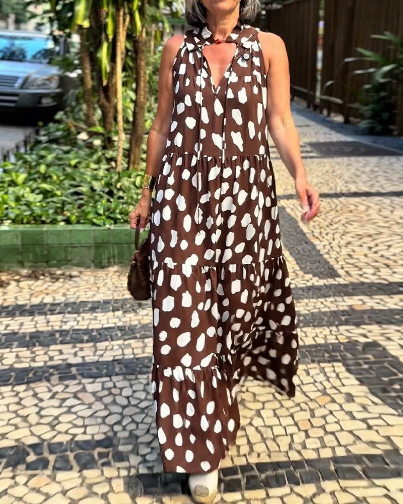 Kleid Urlaubsstil Ärmellos Print