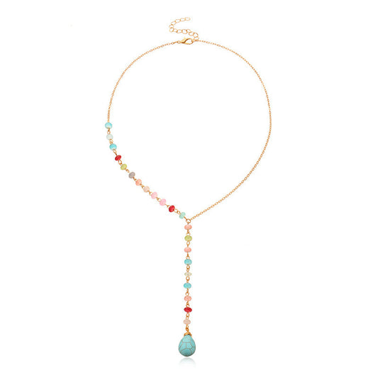 Türkis Stein Perlenkette Golden