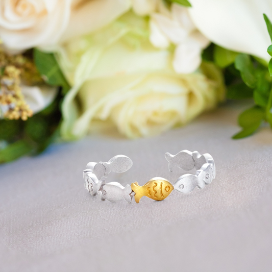 Goldfisch-Stil Ring Kleine Fischschwarm