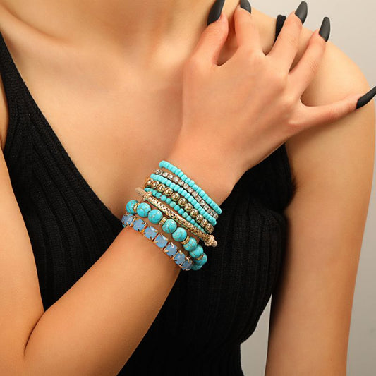 Böhmisches Perlen-Armband-Set Blau