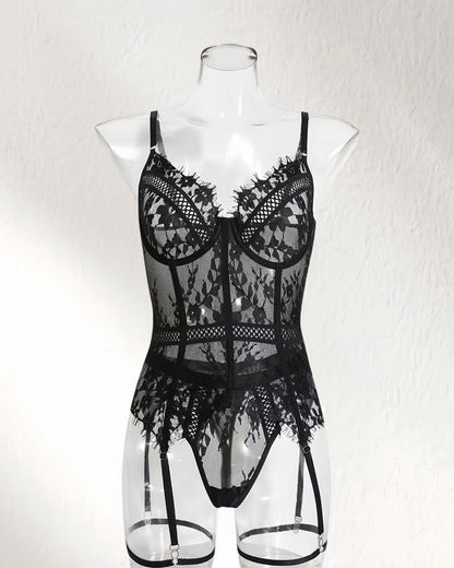 Lingerie Unifarben durchsichtig Einteiler