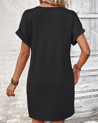 Kleid Vielseitig Schnalle V-Ausschnitt