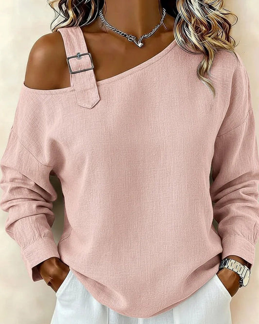 Top Trägerlos Sexy Langarm