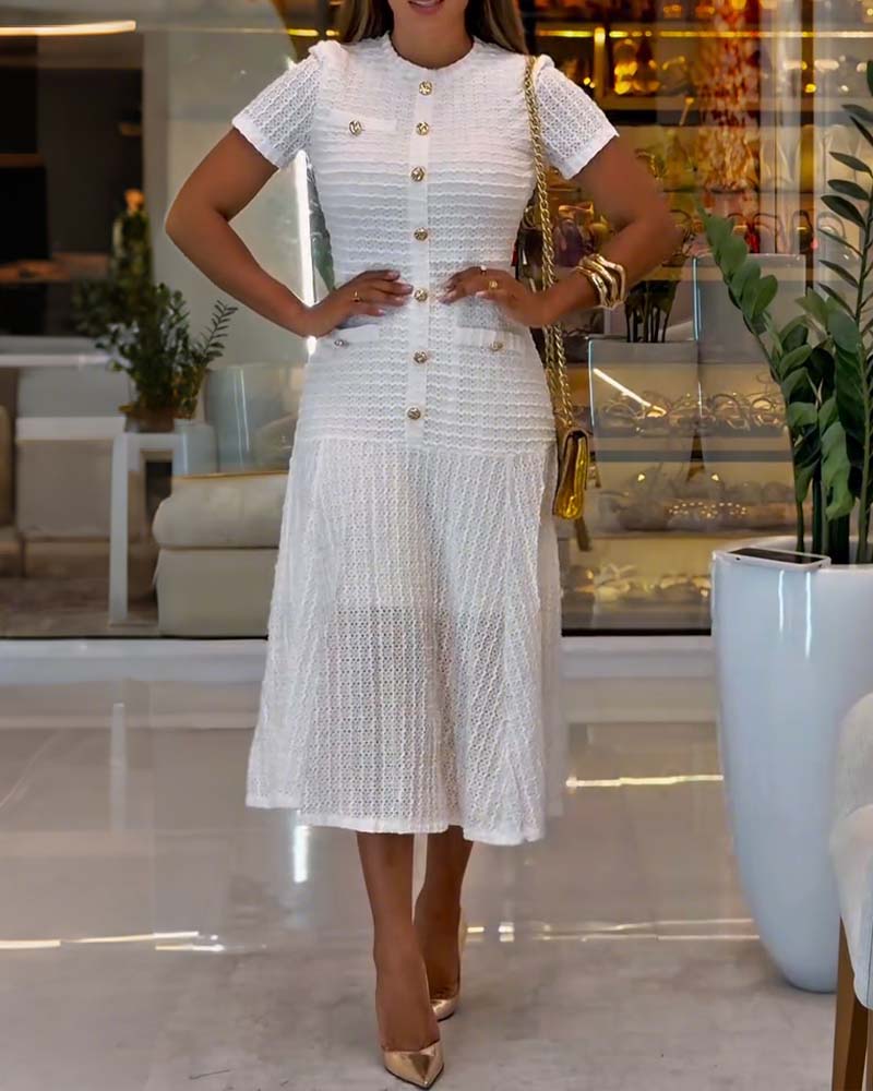 Kleid Ausschnitt Kurzärmelig Elegant A-Saum
