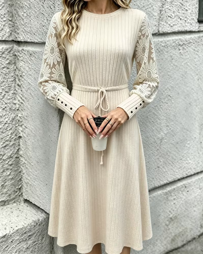 Kleid Rundhals Binden Mode
