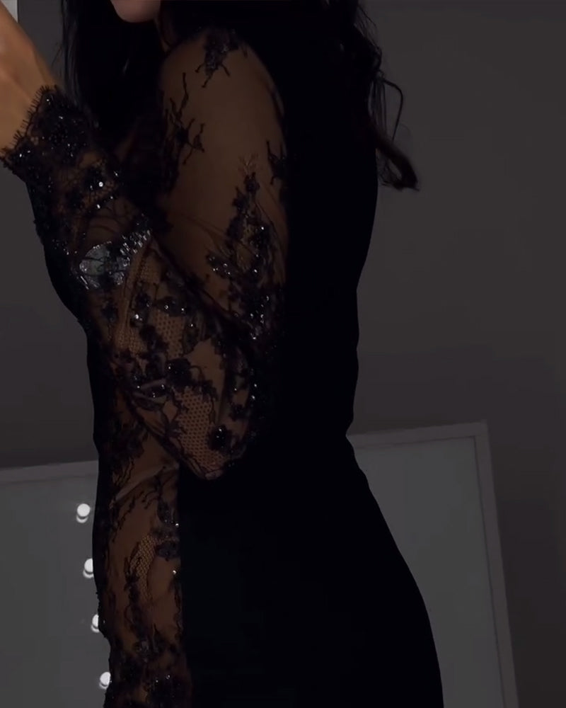 Modisches Bodycon-Kleid mit Patchwork-Details