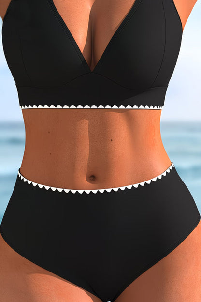 Bikini Zwei-Schulterträger Kontrastbesatz