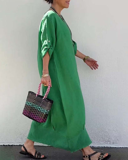 Kleid Rundhals Locker Laterne