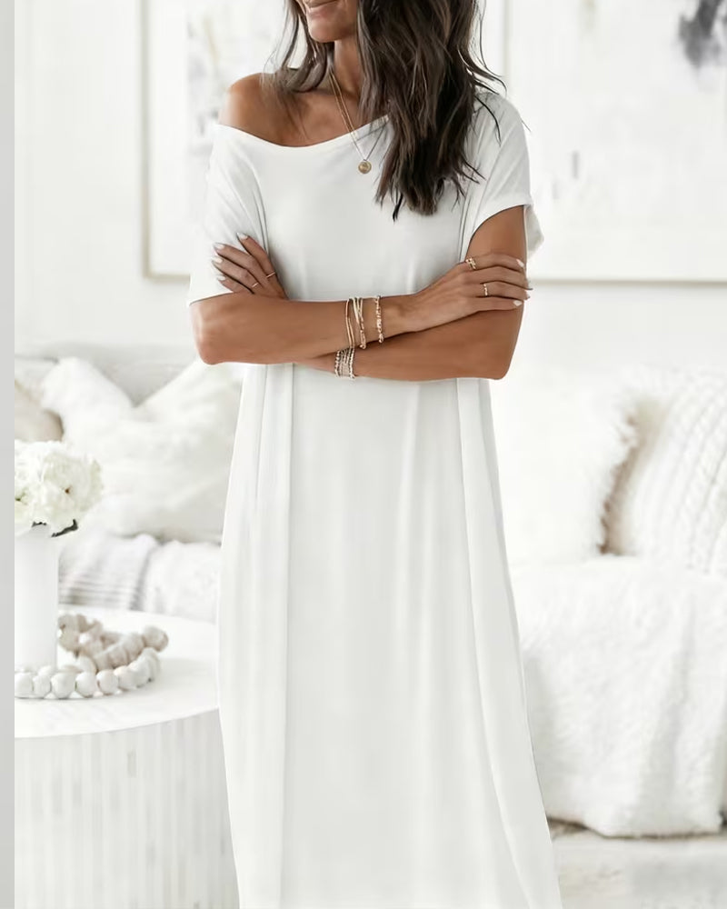 Kleid Unifarben Lang Casual
