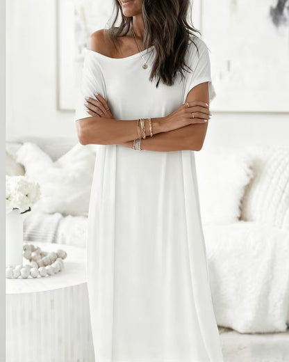 Kleid Unifarben Lang Casual