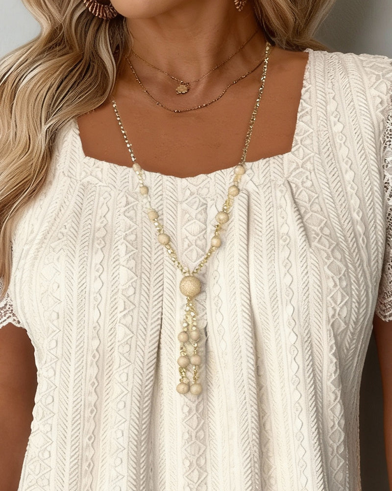 Top einfarbig Patchwork Jacquard