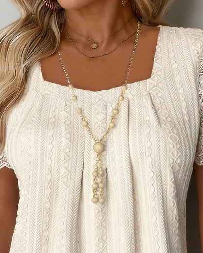 Top einfarbig Patchwork Jacquard