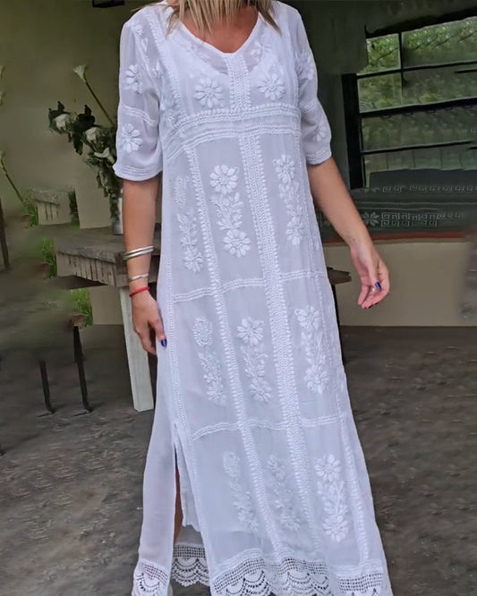 Kleid Elegant V-Ausschnitt Maxi