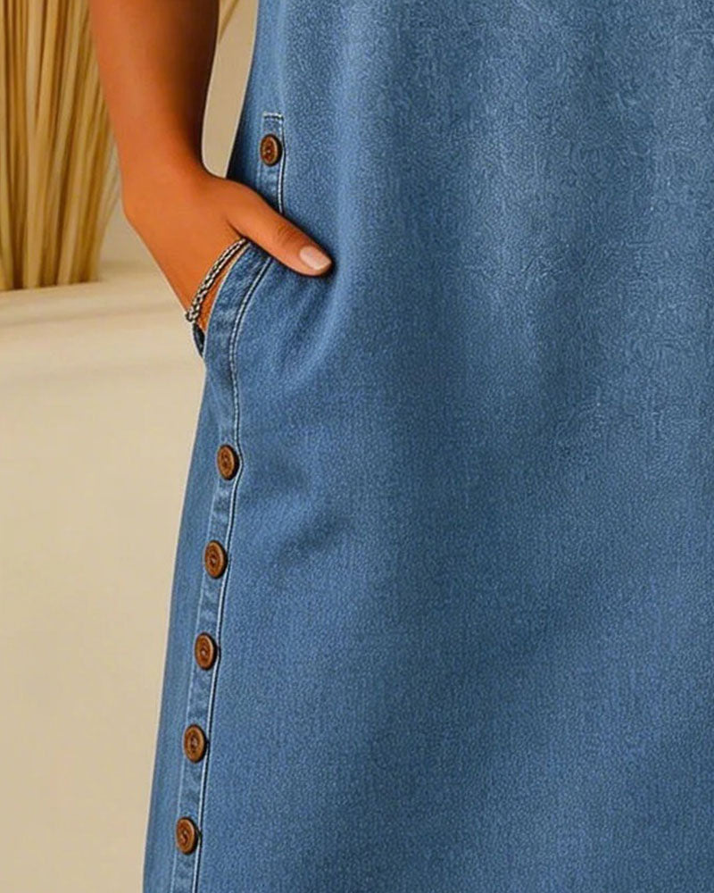 Kleid Knopfleiste Casual Denim