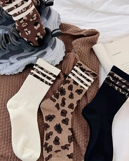 Socken Leopardenprint Kniehoch