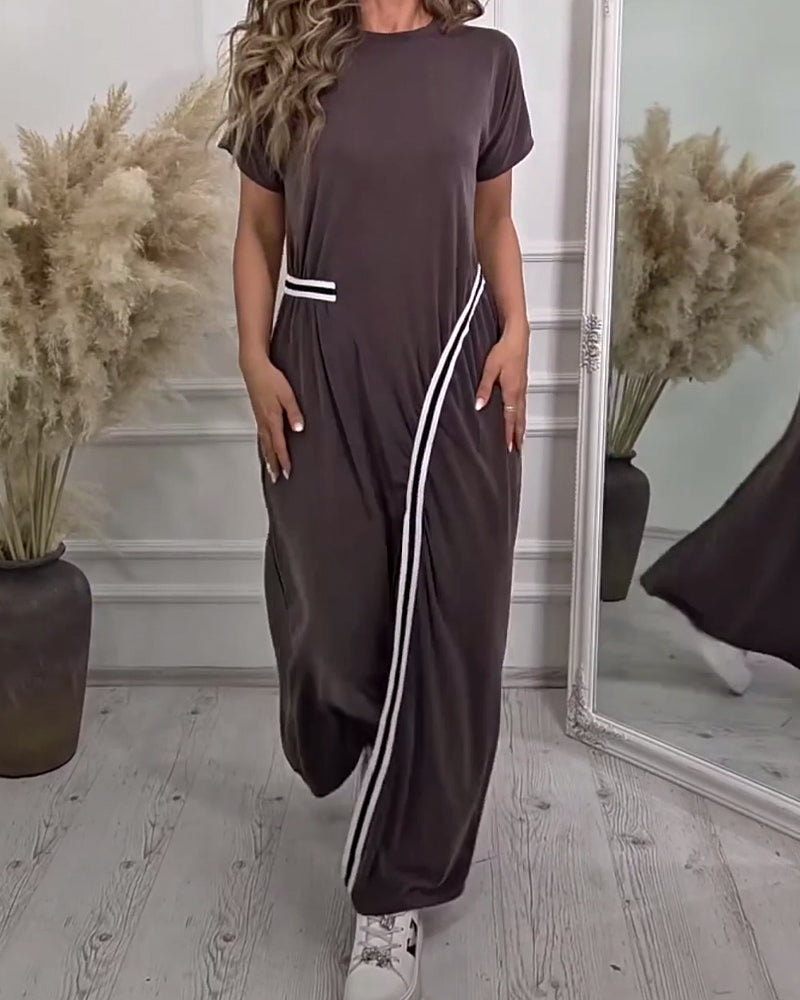 Kleid Einfarbig Lässig Schlitz