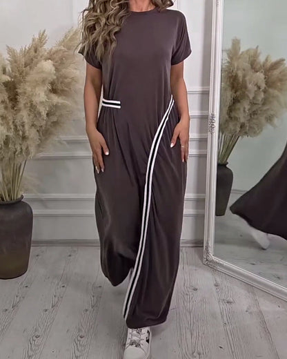 Kleid Einfarbig Lässig Schlitz