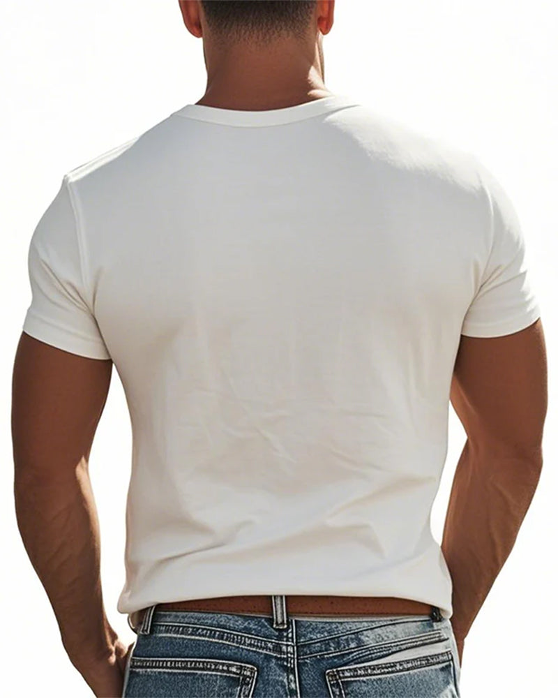 Herren T-Shirt Knopfleiste Kurzarm
