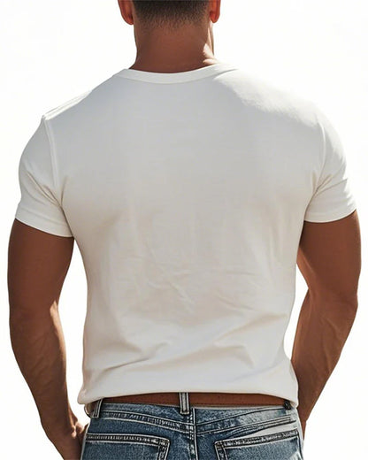 Herren T-Shirt Knopfleiste Kurzarm