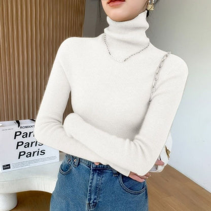 Ribbed Knit Turtleneck Long Sleeve Sweater for Women - Euridice