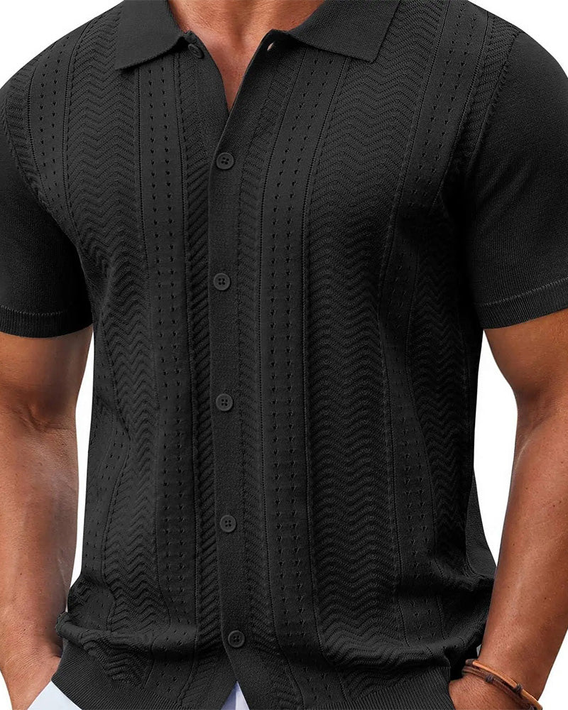 Shirts Durchbrochen Gestrick Knopf