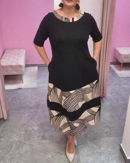 Kleid Patchwork Streifendruck