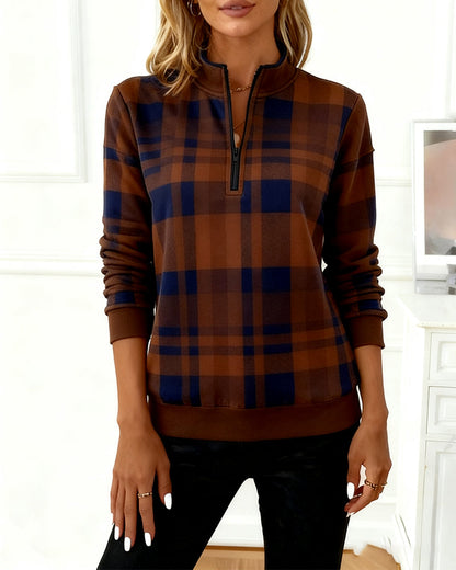 Sweatshirt Halbzip Plaid