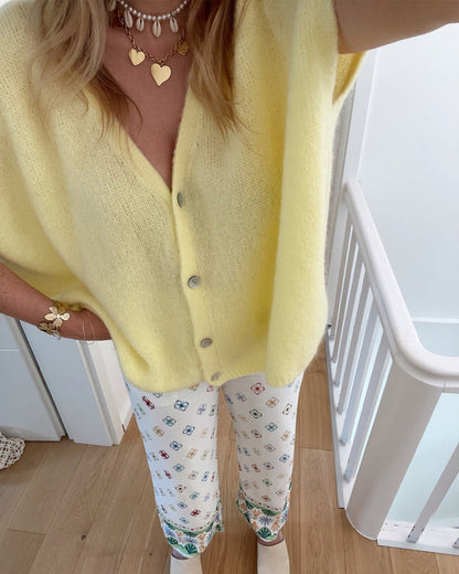 Cardigan Ärmellos V-Ausschnitt Knopfleiste Pullover