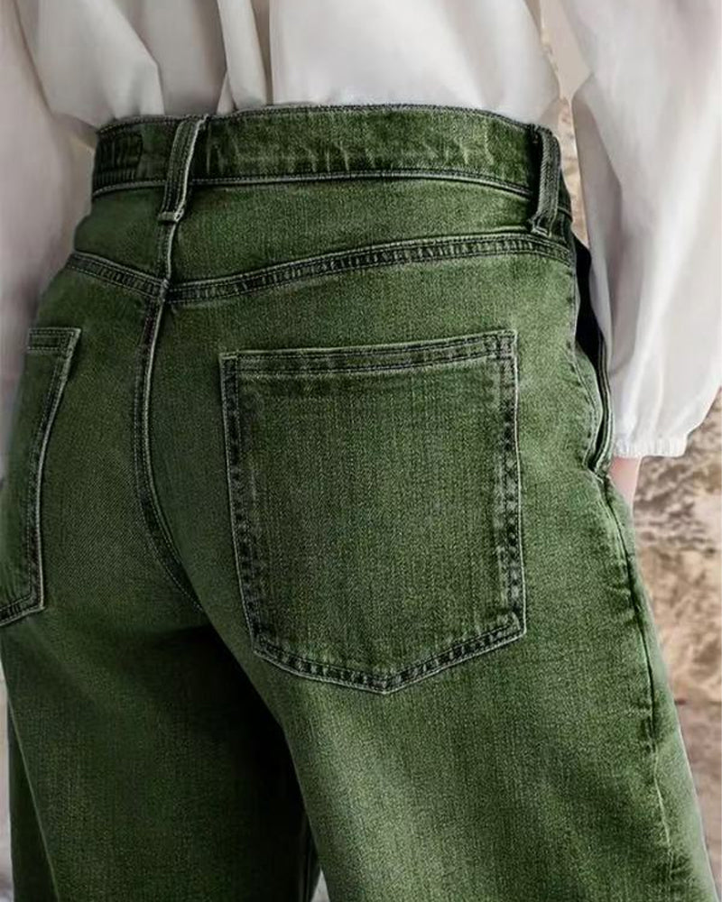 Jeans Multi-Knopf Gewaschen Locker
