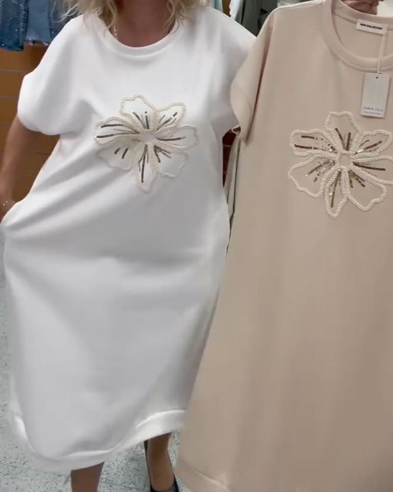 Kleid Paillette Bestickt Lässig