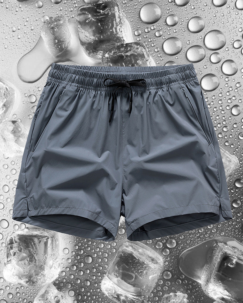 Shorts Männer Elastischer Bund Tasche Schnelltrocknend Eis-Seide Sport