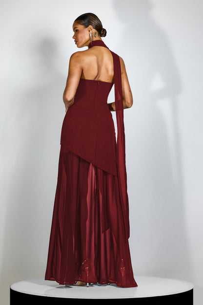 Maxi Dress with Side Slit and Halter Neck for Women - Orsola