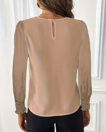 Bluse Spitze Patchwork Ballonärmel