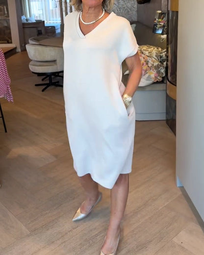 Kleid V-Ausschnitt Locker Lässig