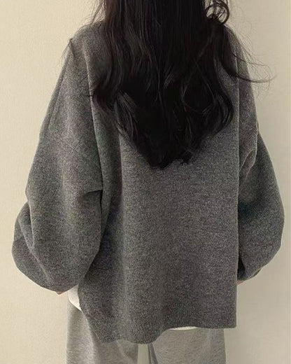 Pullover Rundhals Seite Schlitz