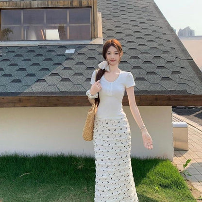 Floral Lace Maxi Skirt for Women - Olimpia