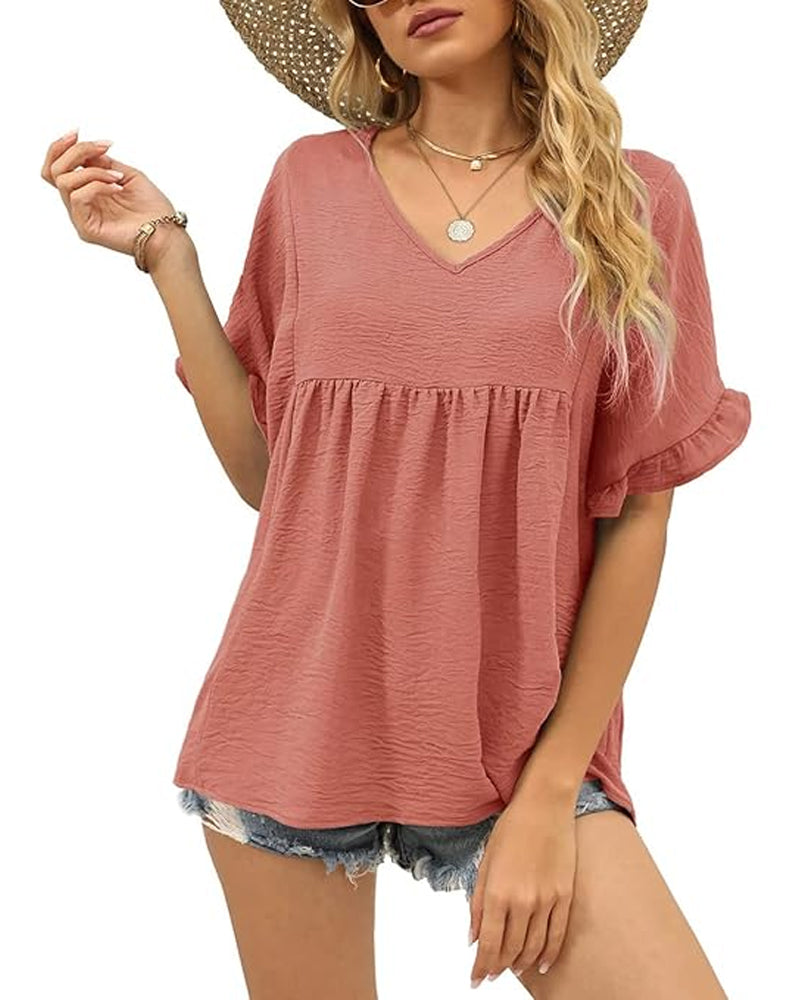 Bluse Lässig Rüsche Loose Fit