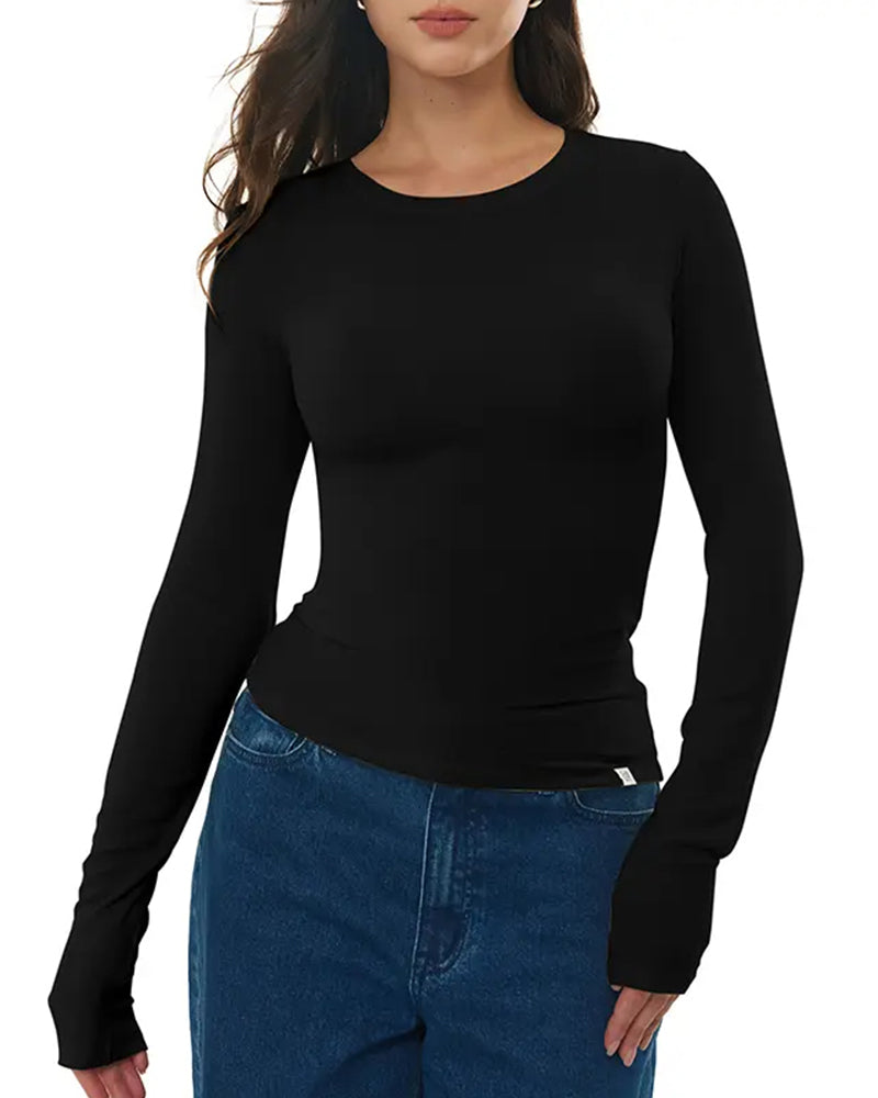 Oberteil Rundhals Slim Fit Langarm Basisschicht