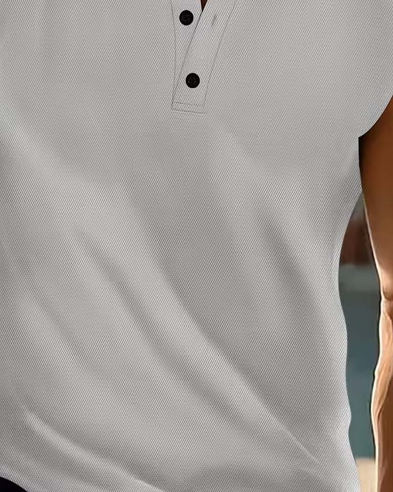 Tanktop Herren Henley Einfarbig Sport